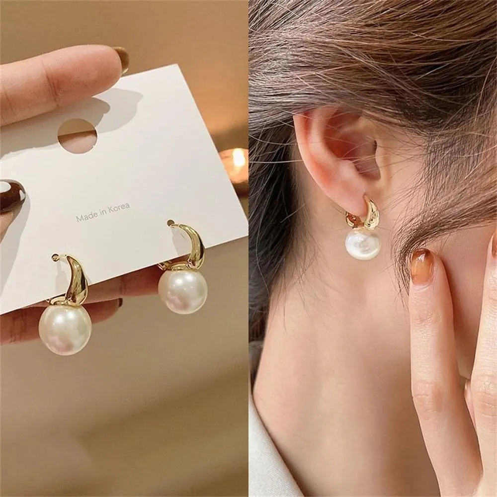 Pearl Earrings for Women Pearl Drop Earrings Gold Pearl Hoop Earrings Elegant Pearl Dangle Earrings Bridal Earrings for Wedding Jewelry Mothers Day Gifts for Mom