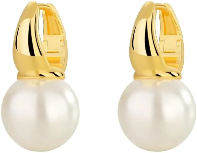 Pearl Earrings for Women Pearl Drop Earrings Gold Pearl Hoop Earrings Elegant Pearl Dangle Earrings Bridal Earrings for Wedding Jewelry Mothers Day Gifts for Mom