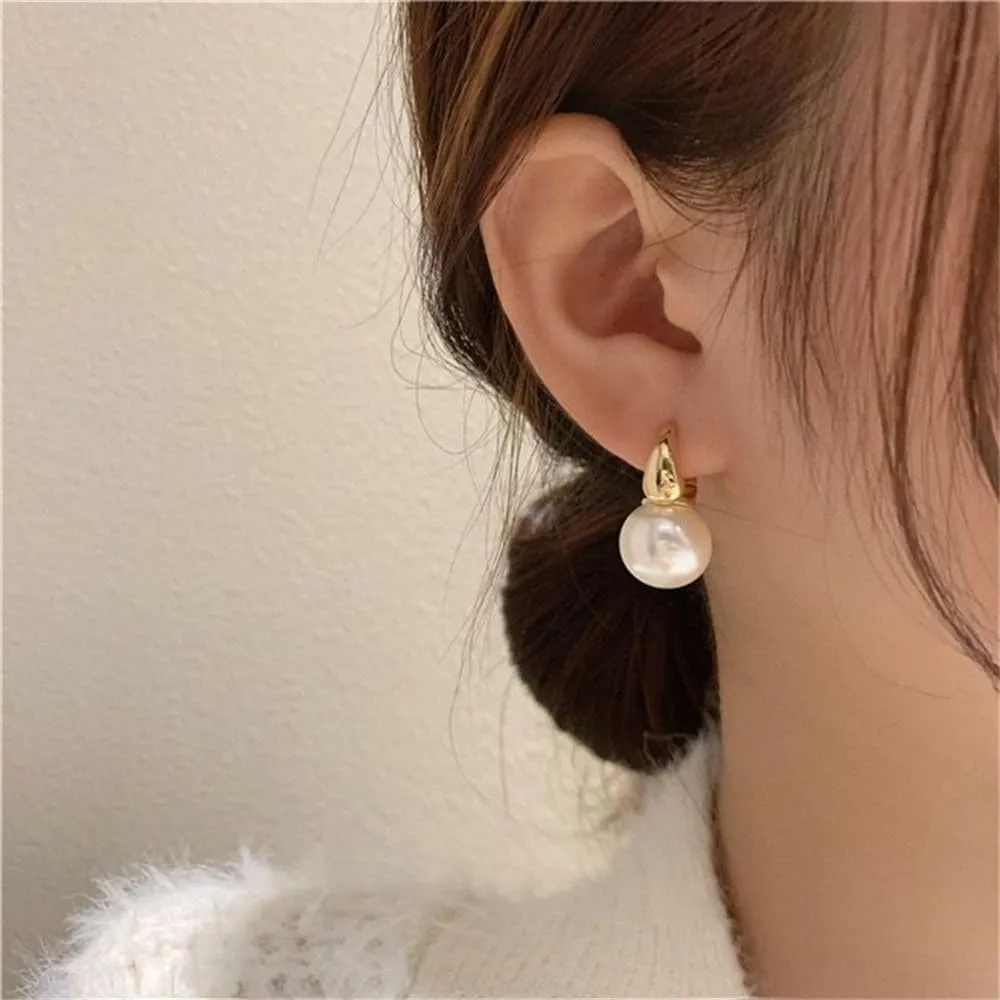 Pearl Earrings for Women Pearl Drop Earrings Gold Pearl Hoop Earrings Elegant Pearl Dangle Earrings Bridal Earrings for Wedding Jewelry Mothers Day Gifts for Mom