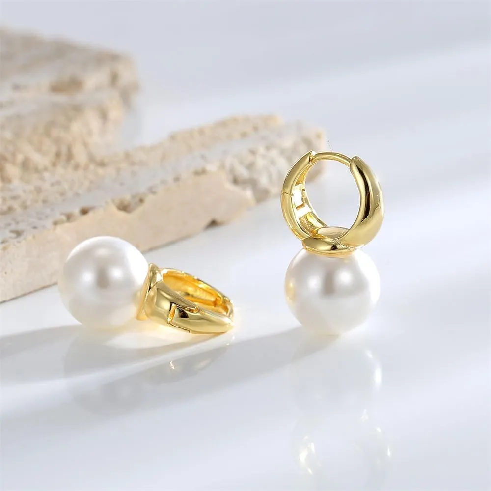 Pearl Earrings for Women Pearl Drop Earrings Gold Pearl Hoop Earrings Elegant Pearl Dangle Earrings Bridal Earrings for Wedding Jewelry Mothers Day Gifts for Mom