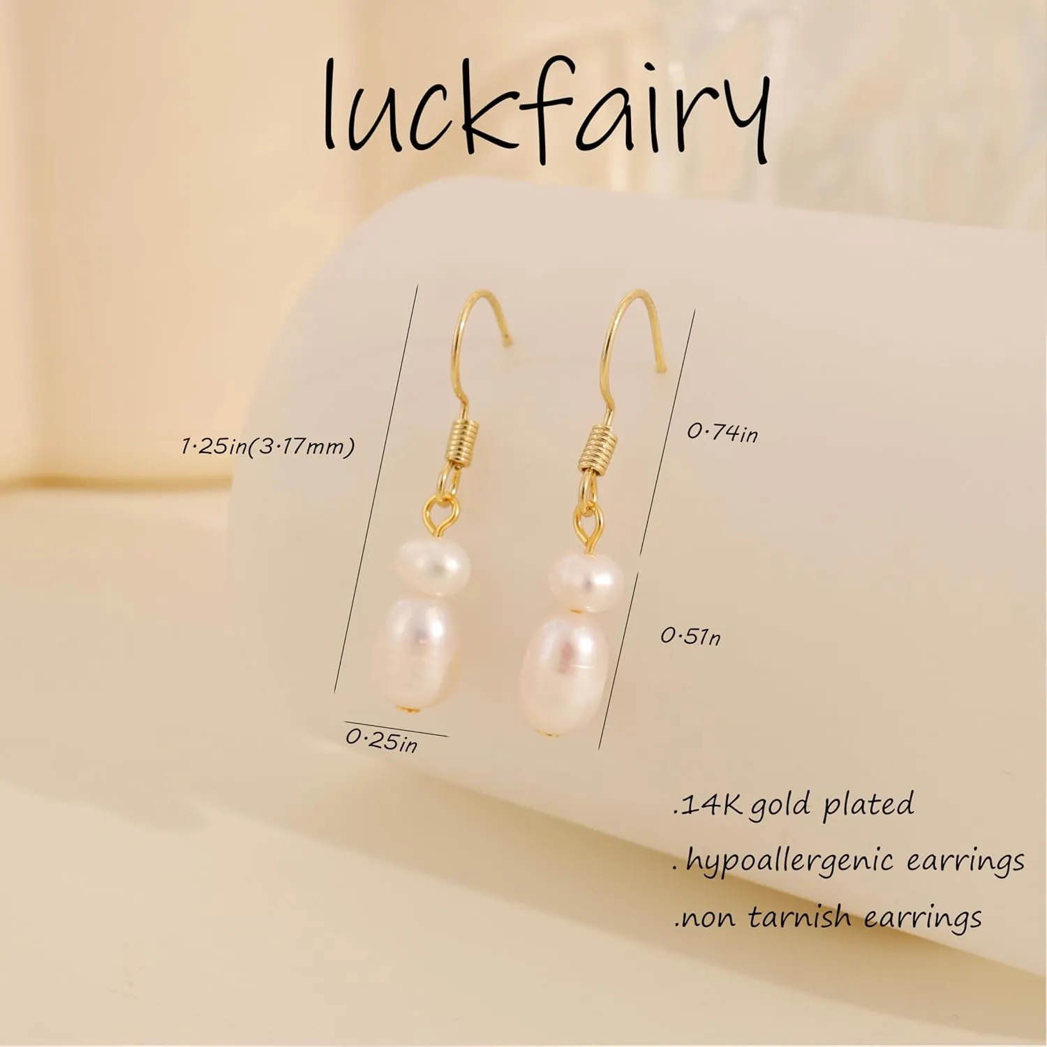 Pearl Earrings for Women Trendy, Dainty Gold Pearl Drop Earrings for Women 14k Gold/Silver Plated Small Pearl Dangle Earrings Cute CZ Gold Pearl Stud Earrings Gold Jewelry Wedding Earrings for Brides