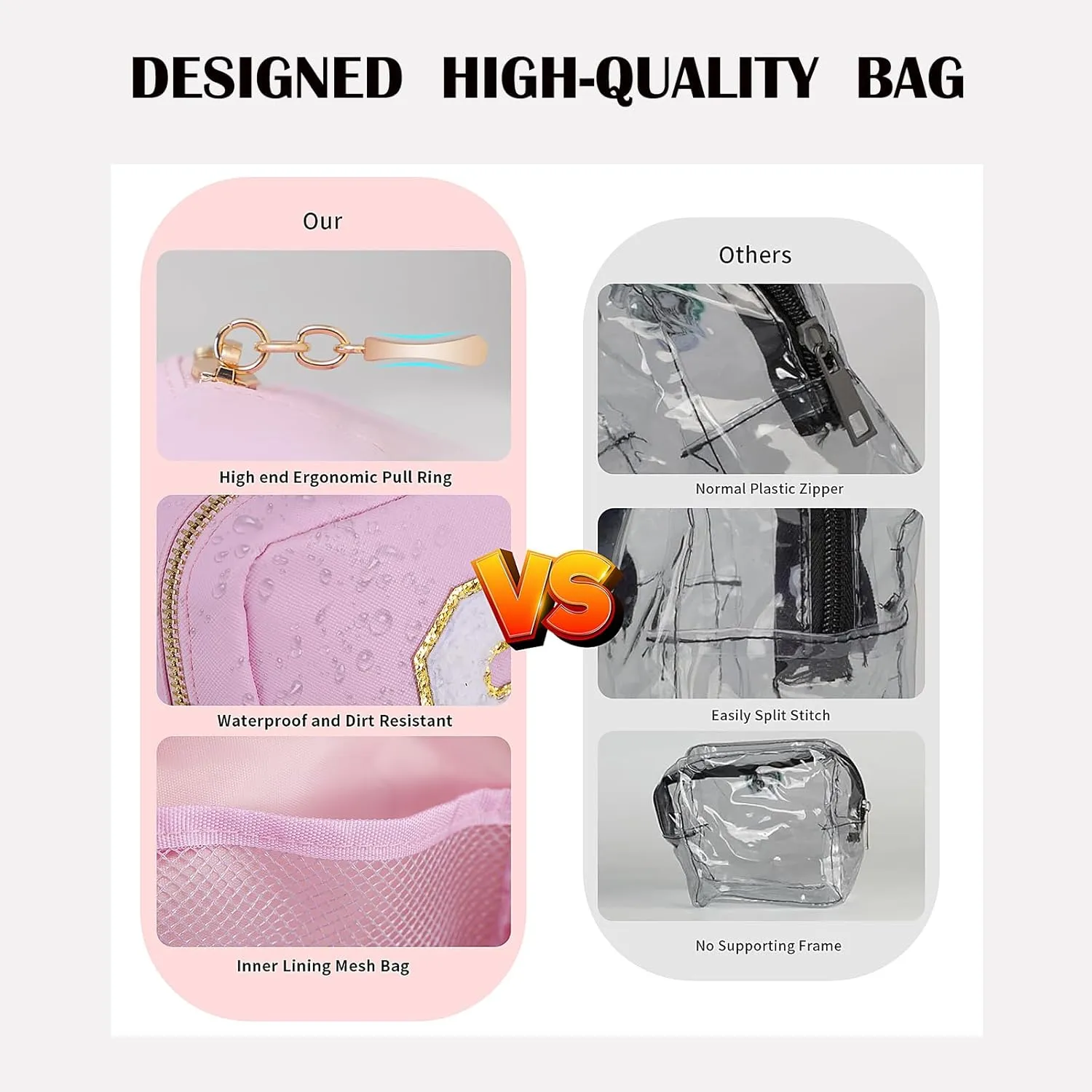 Personalized Initial Clear Bags Set, Clear Cosmetic Bags,Make Up Pouches, Clear Pouch for Organization, Clear Toiletry Travel Bag,Gifts for Women