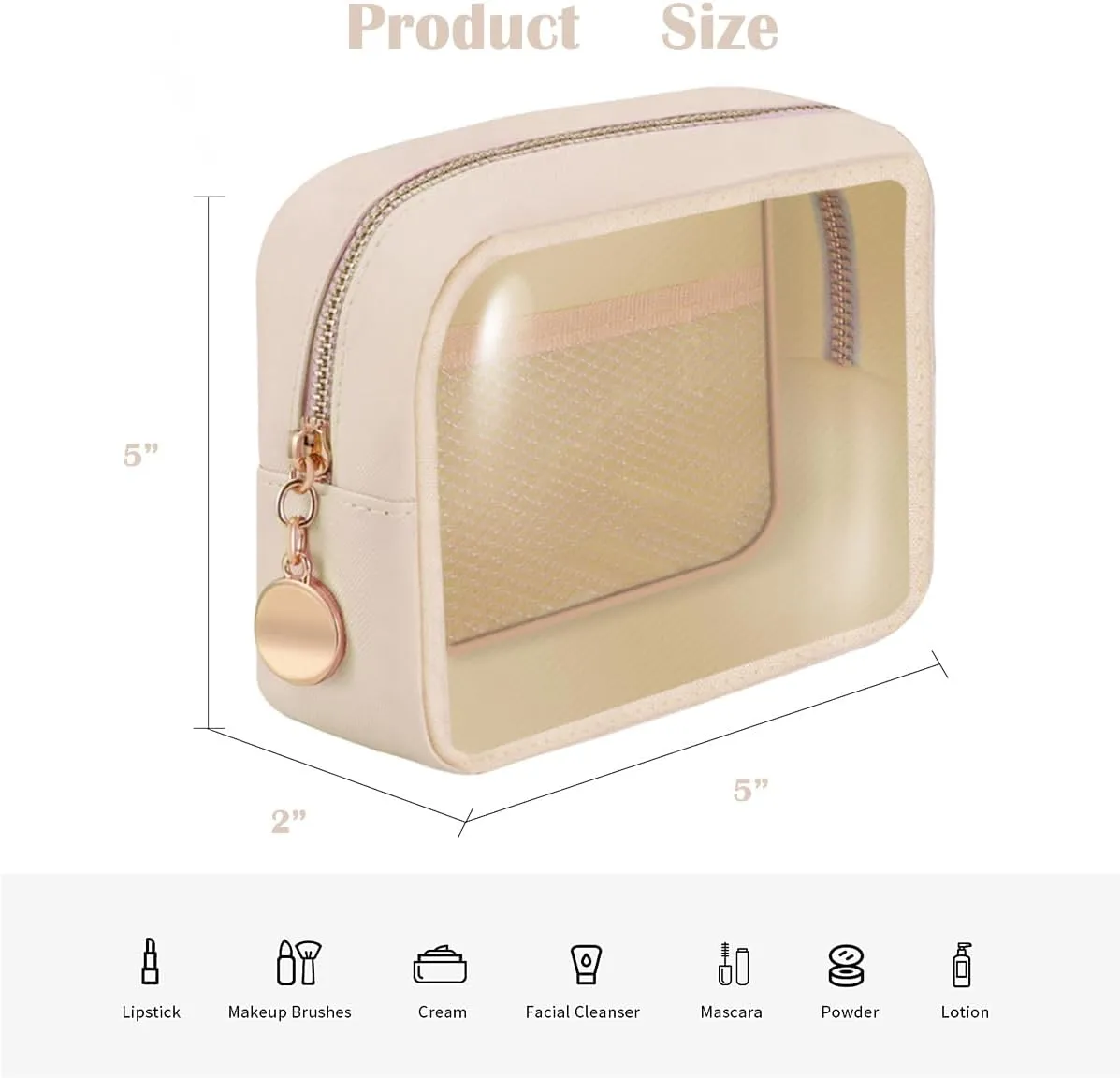 Personalized Initial Clear Bags Set, Clear Cosmetic Bags,Make Up Pouches, Clear Pouch for Organization, Clear Toiletry Travel Bag,Gifts for Women