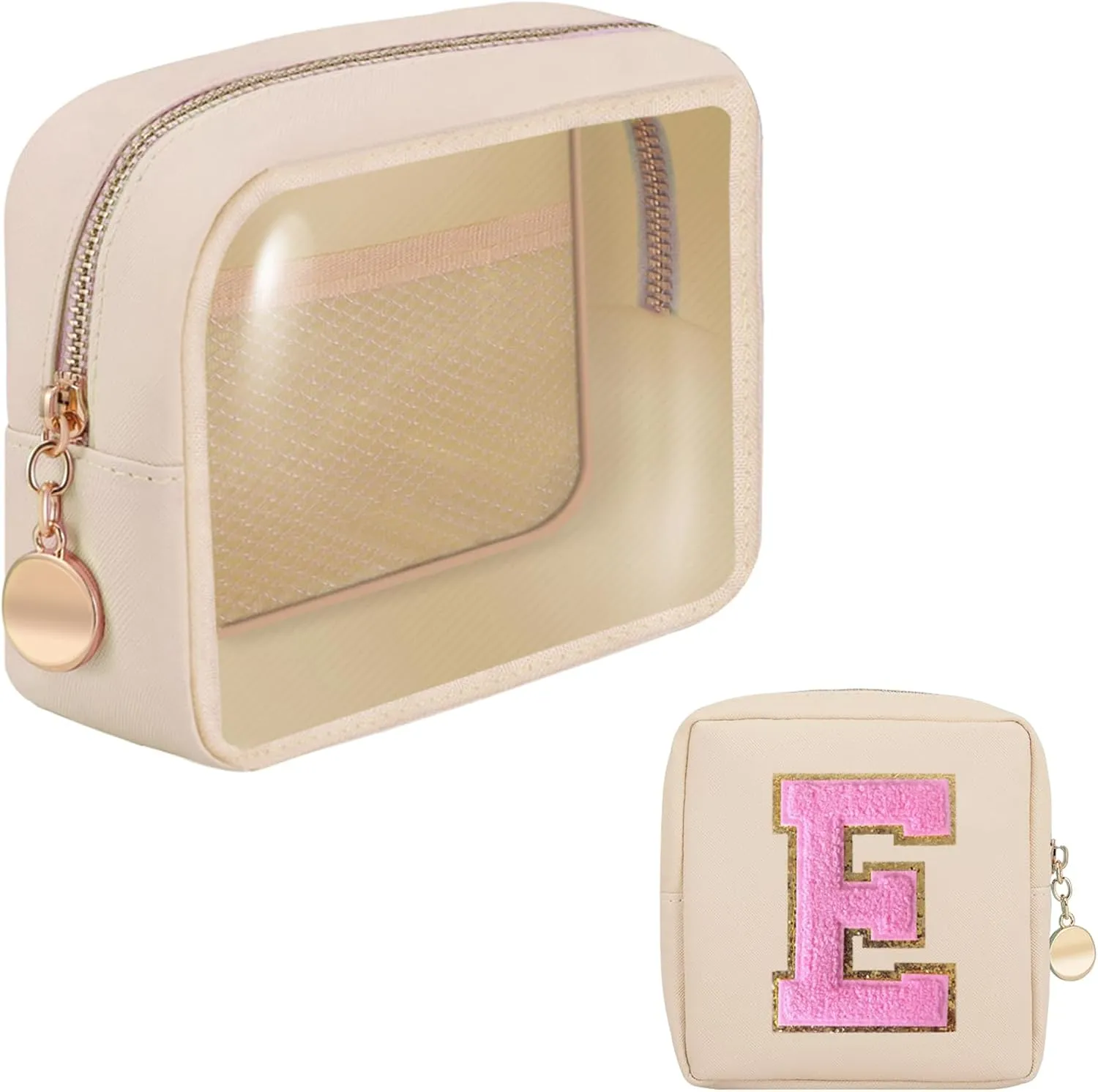 Personalized Initial Clear Bags Set, Clear Cosmetic Bags,Make Up Pouches, Clear Pouch for Organization, Clear Toiletry Travel Bag,Gifts for Women