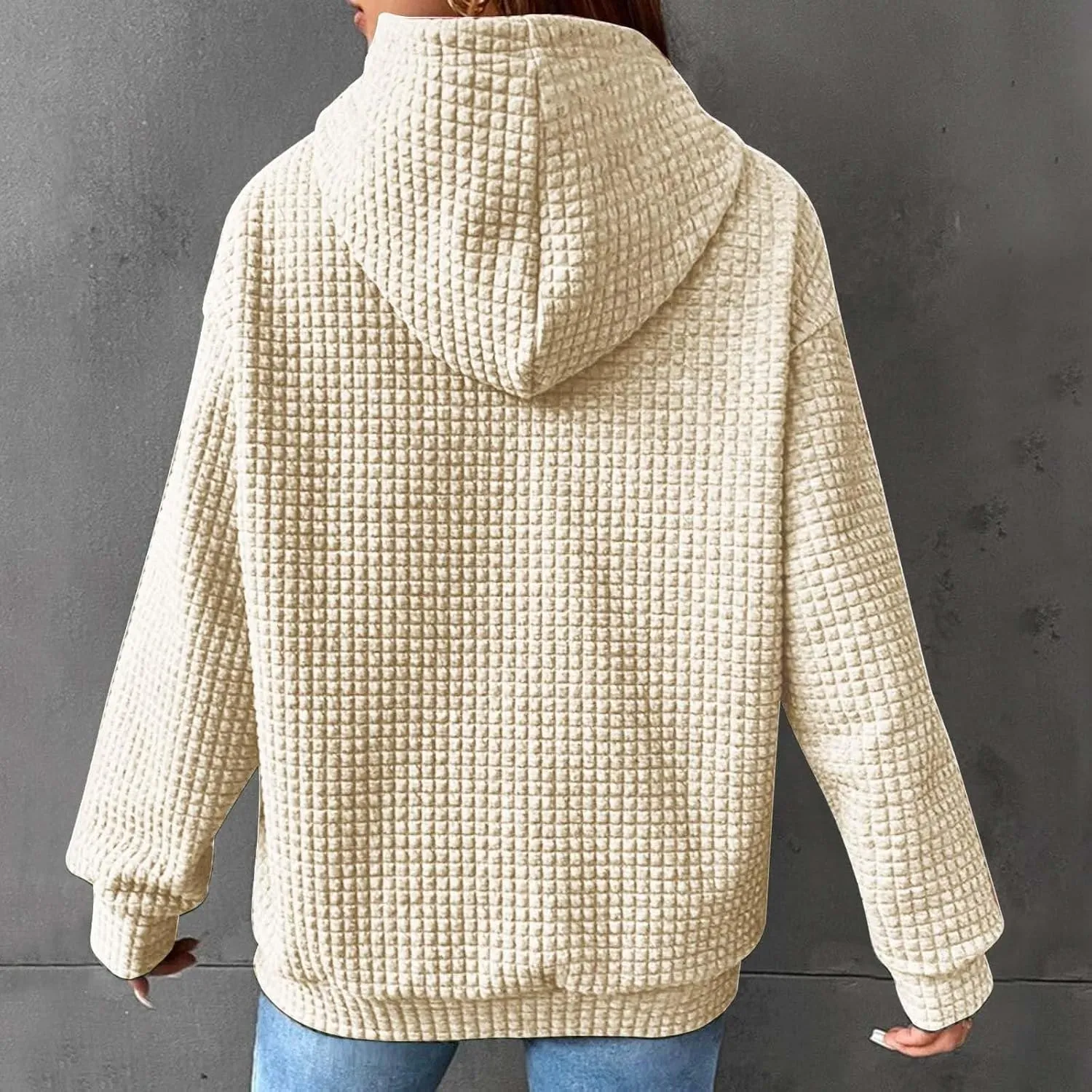 PETYCZEN Fall Sweatshirts for Women Casual Long Sleeve Lightweight Cable Knit Oversized Hoodie Drawstring Pullover Tops