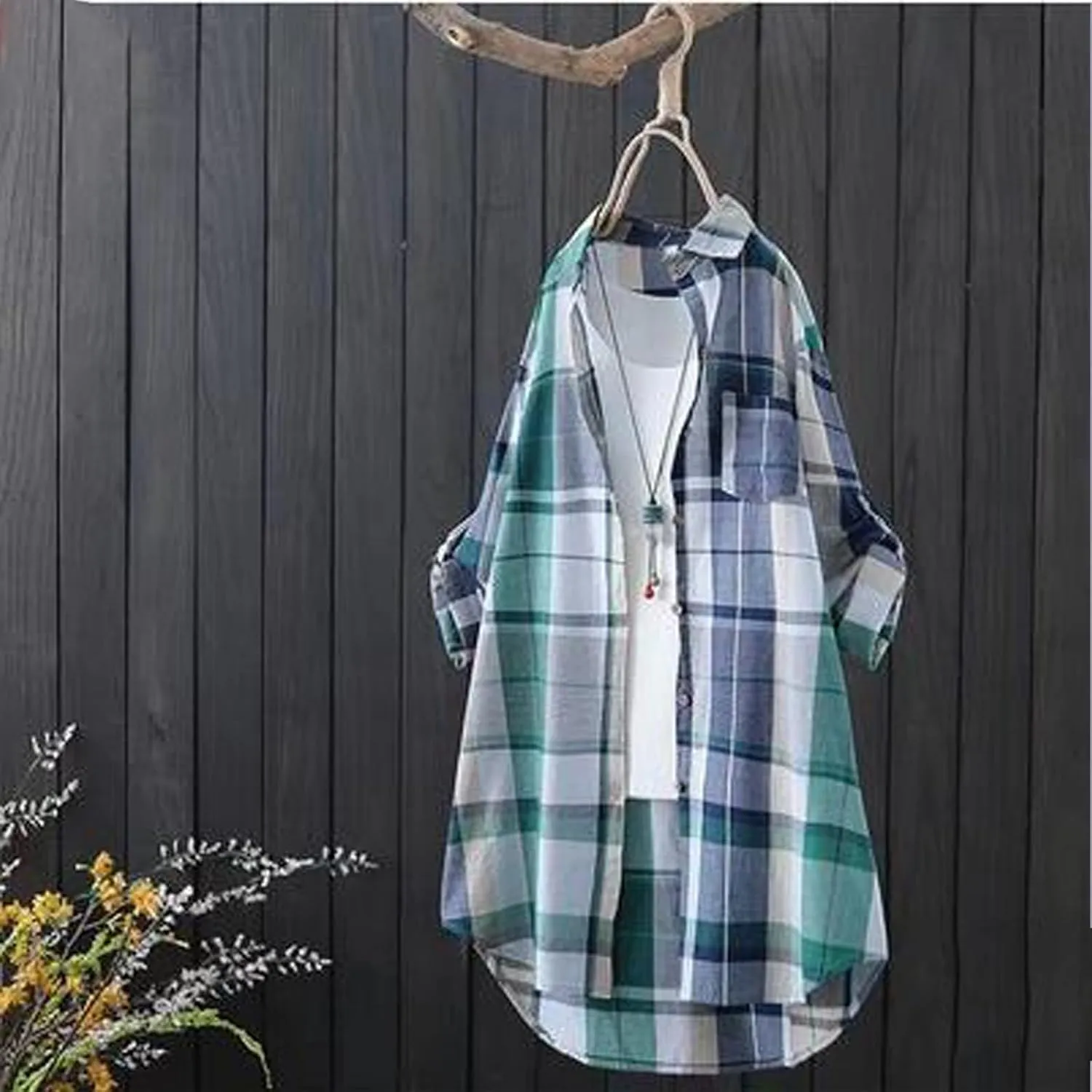 Plaid Shirts for Women-Long Sleeve Work Shirts Open Front Cardigan Fall Outfits for Women 2024 Oversized Cardigan