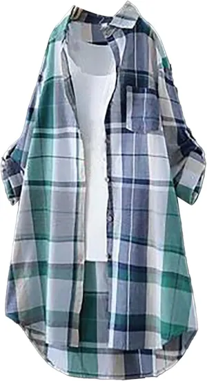 Plaid Shirts for Women-Long Sleeve Work Shirts Open Front Cardigan Fall Outfits for Women 2024 Oversized Cardigan