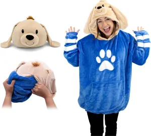Plushible Wearable Blanket Hoodie, 2-in-1 Oversized Hoodie Blanket Pillow, Long Sleeve Sweatshirt Pocket, Cozy Holiday Gift