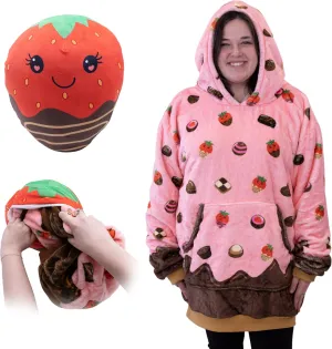 Plushible Wearable Blanket Hoodie, 2-in-1 Oversized Hoodie Blanket Pillow, Long Sleeve Sweatshirt Pocket, Cozy Holiday Gift