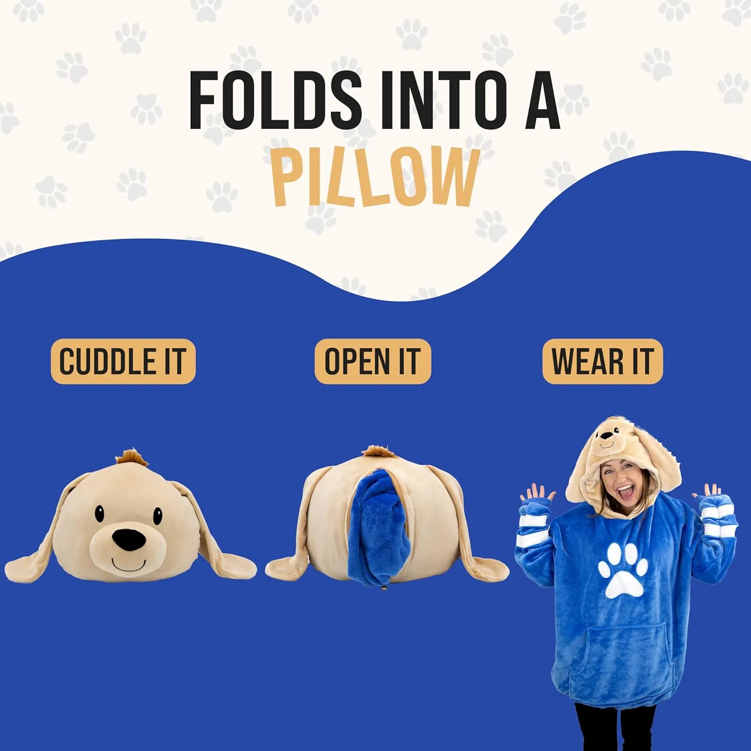 Plushible Wearable Blanket Hoodie, 2-in-1 Oversized Hoodie Blanket Pillow, Long Sleeve Sweatshirt Pocket, Cozy Holiday Gift