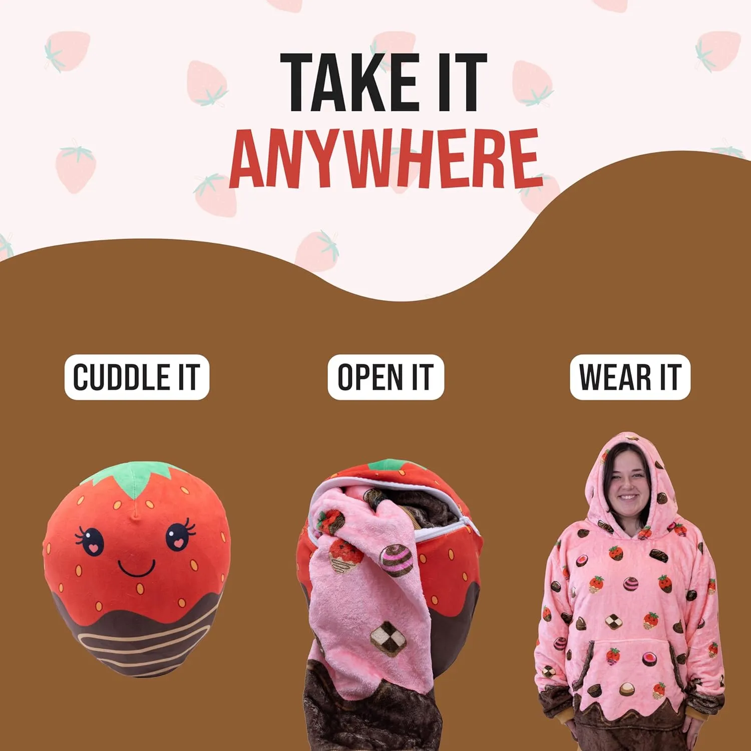 Plushible Wearable Blanket Hoodie, 2-in-1 Oversized Hoodie Blanket Pillow, Long Sleeve Sweatshirt Pocket, Cozy Holiday Gift