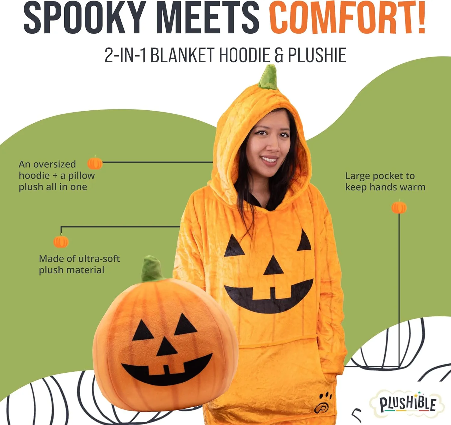 Plushible Wearable Blanket Hoodie, 2-in-1 Oversized Hoodie Blanket Pillow, Long Sleeve Sweatshirt Pocket, Cozy Holiday Gift