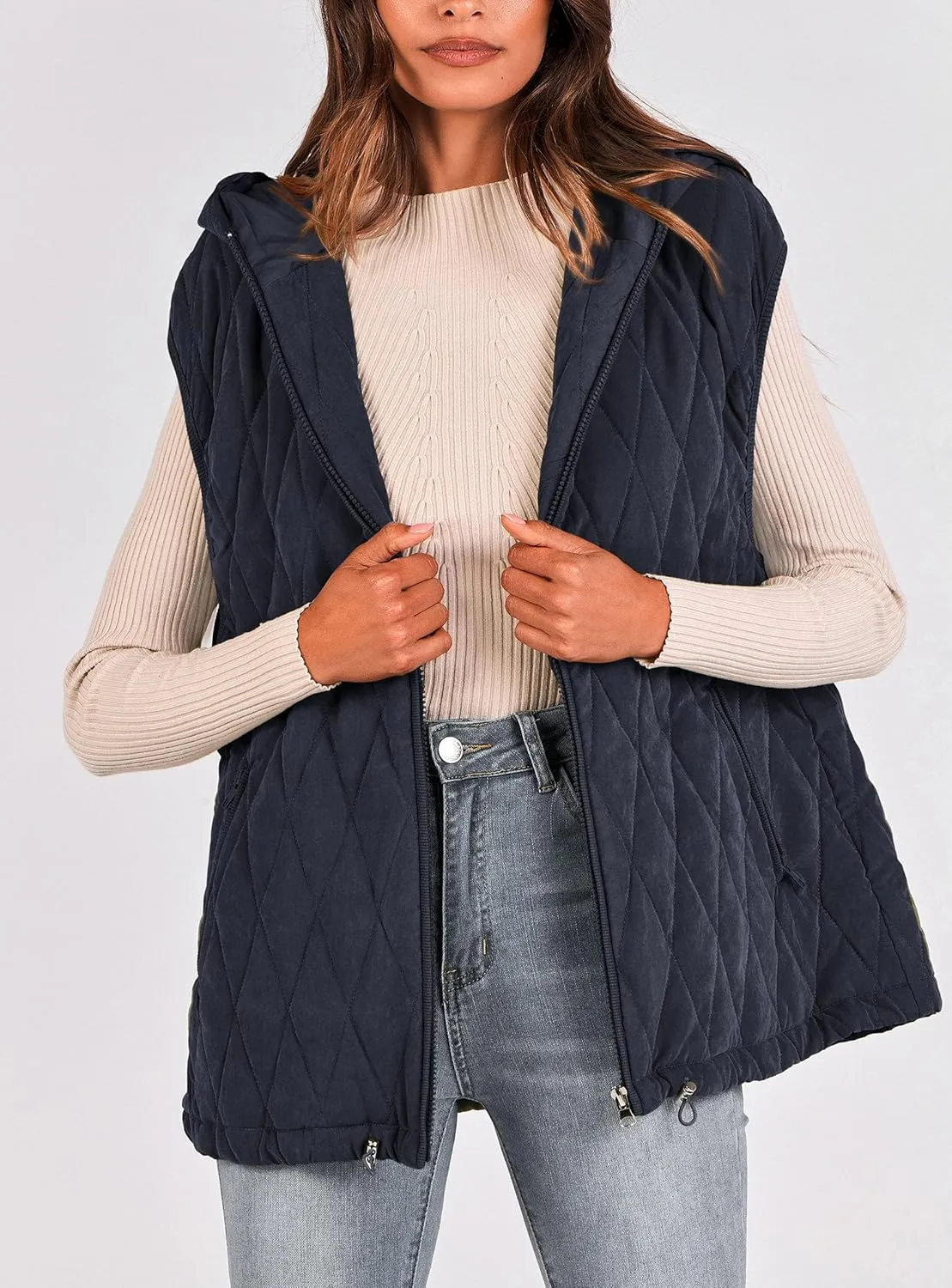 PRETTYGARDEN Women's 2025 Fall Spring Vest Casual Sleeveless Hooded Zip Up Jacket Trendy Winter Coat Outerwear