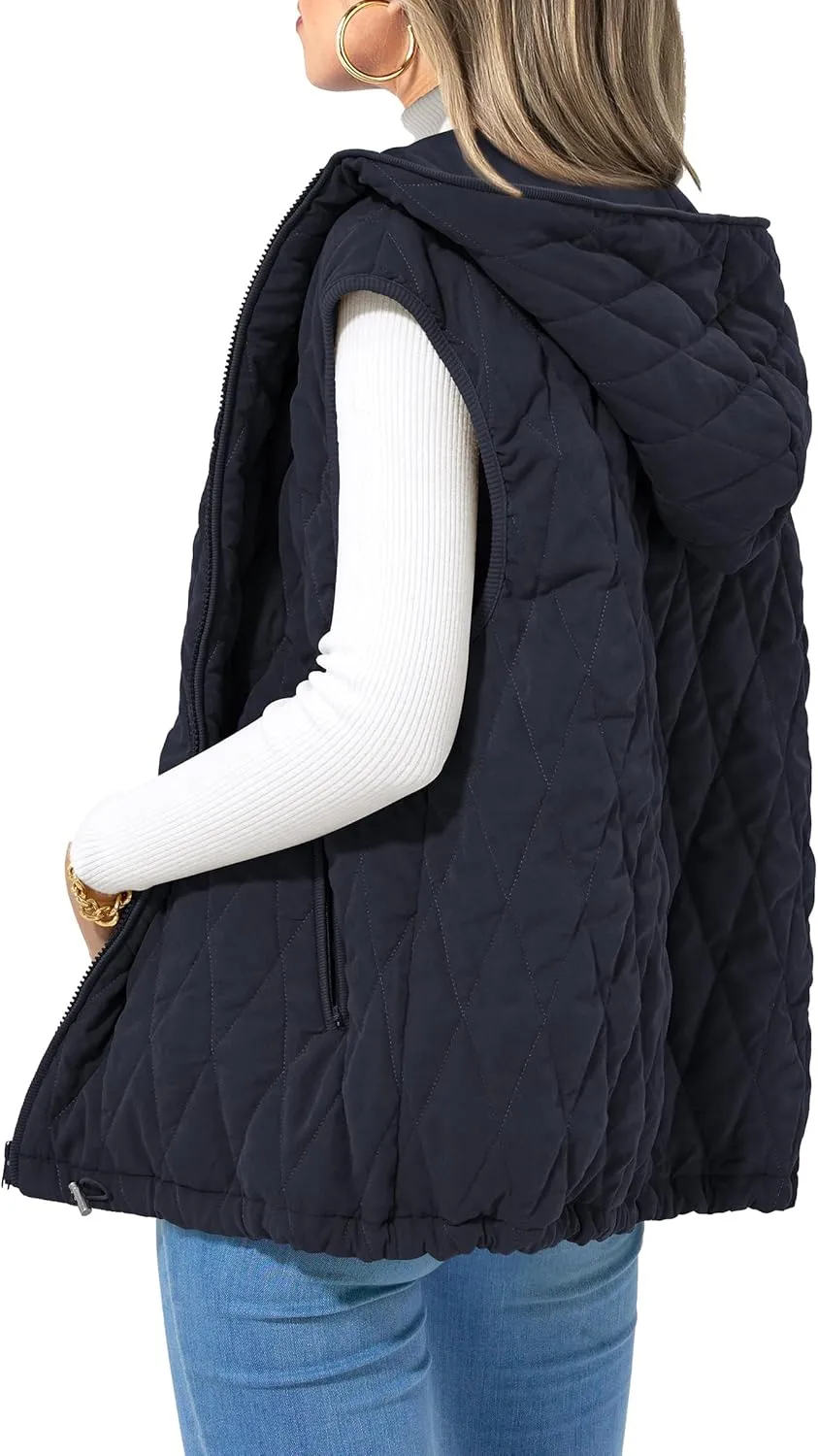PRETTYGARDEN Women's 2025 Fall Spring Vest Casual Sleeveless Hooded Zip Up Jacket Trendy Winter Coat Outerwear