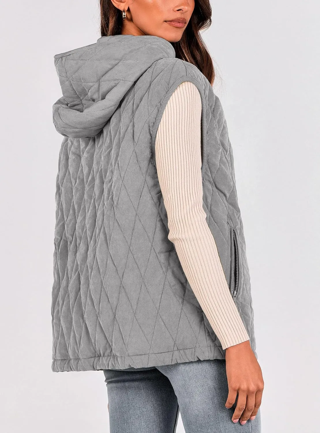 PRETTYGARDEN Women's 2025 Fall Spring Vest Casual Sleeveless Hooded Zip Up Jacket Trendy Winter Coat Outerwear