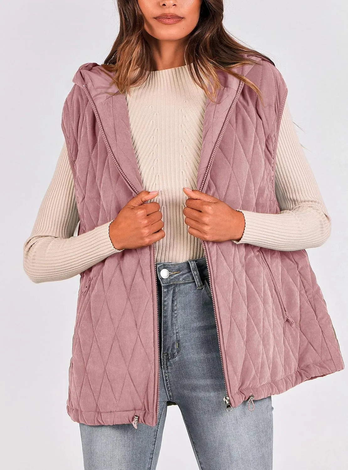 PRETTYGARDEN Women's 2025 Fall Spring Vest Casual Sleeveless Hooded Zip Up Jacket Trendy Winter Coat Outerwear