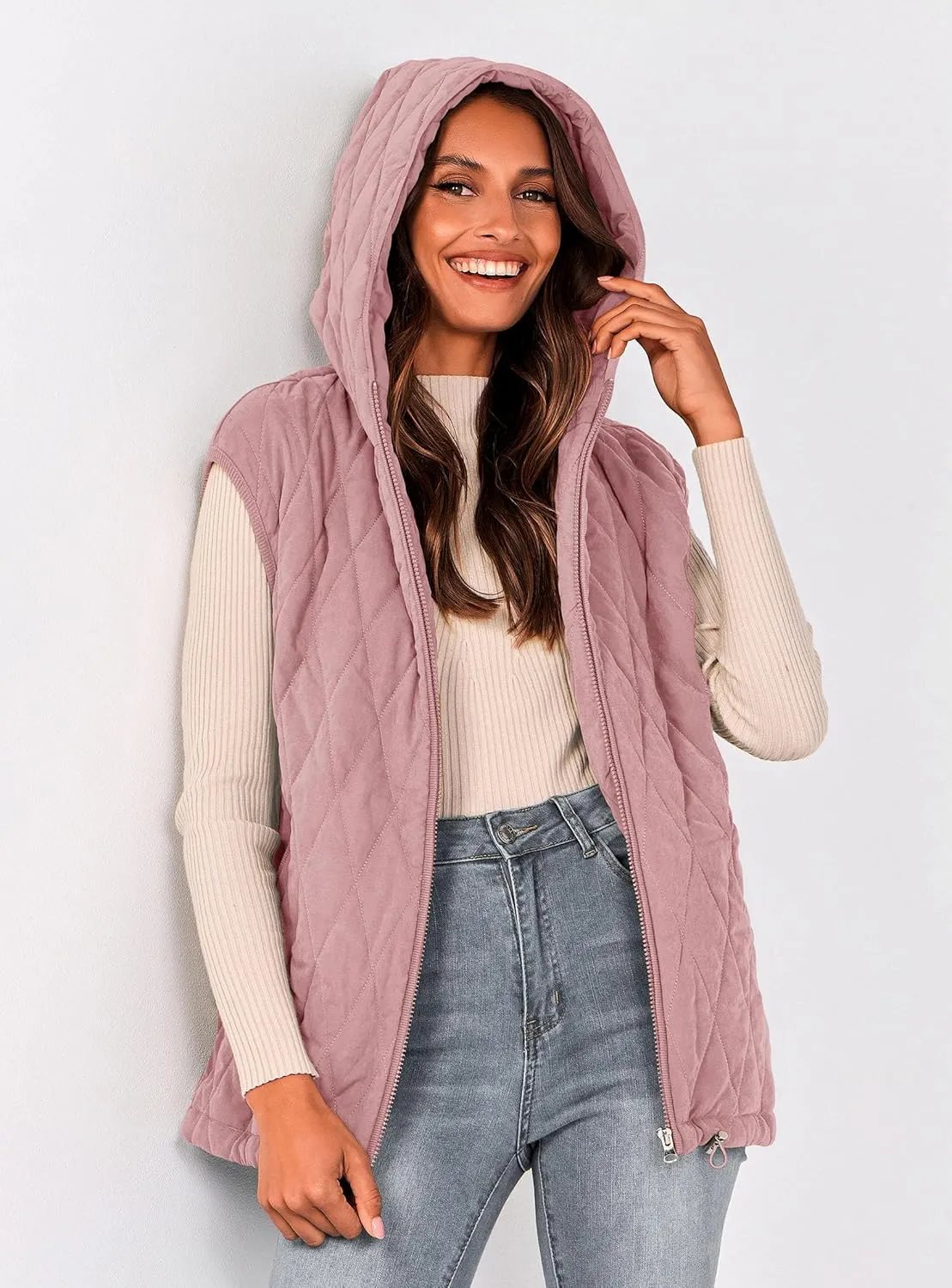 PRETTYGARDEN Women's 2025 Fall Spring Vest Casual Sleeveless Hooded Zip Up Jacket Trendy Winter Coat Outerwear