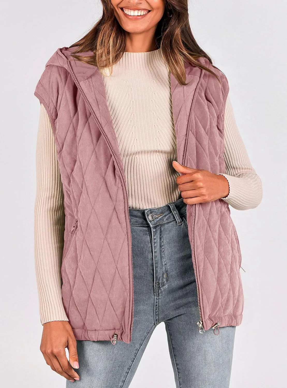 PRETTYGARDEN Women's 2025 Fall Spring Vest Casual Sleeveless Hooded Zip Up Jacket Trendy Winter Coat Outerwear