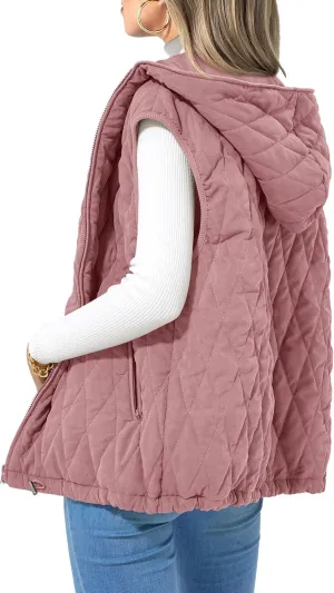 PRETTYGARDEN Women's 2025 Fall Spring Vest Casual Sleeveless Hooded Zip Up Jacket Trendy Winter Coat Outerwear