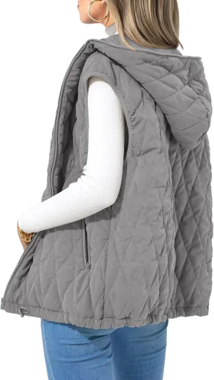 PRETTYGARDEN Women's 2025 Fall Spring Vest Casual Sleeveless Hooded Zip Up Jacket Trendy Winter Coat Outerwear