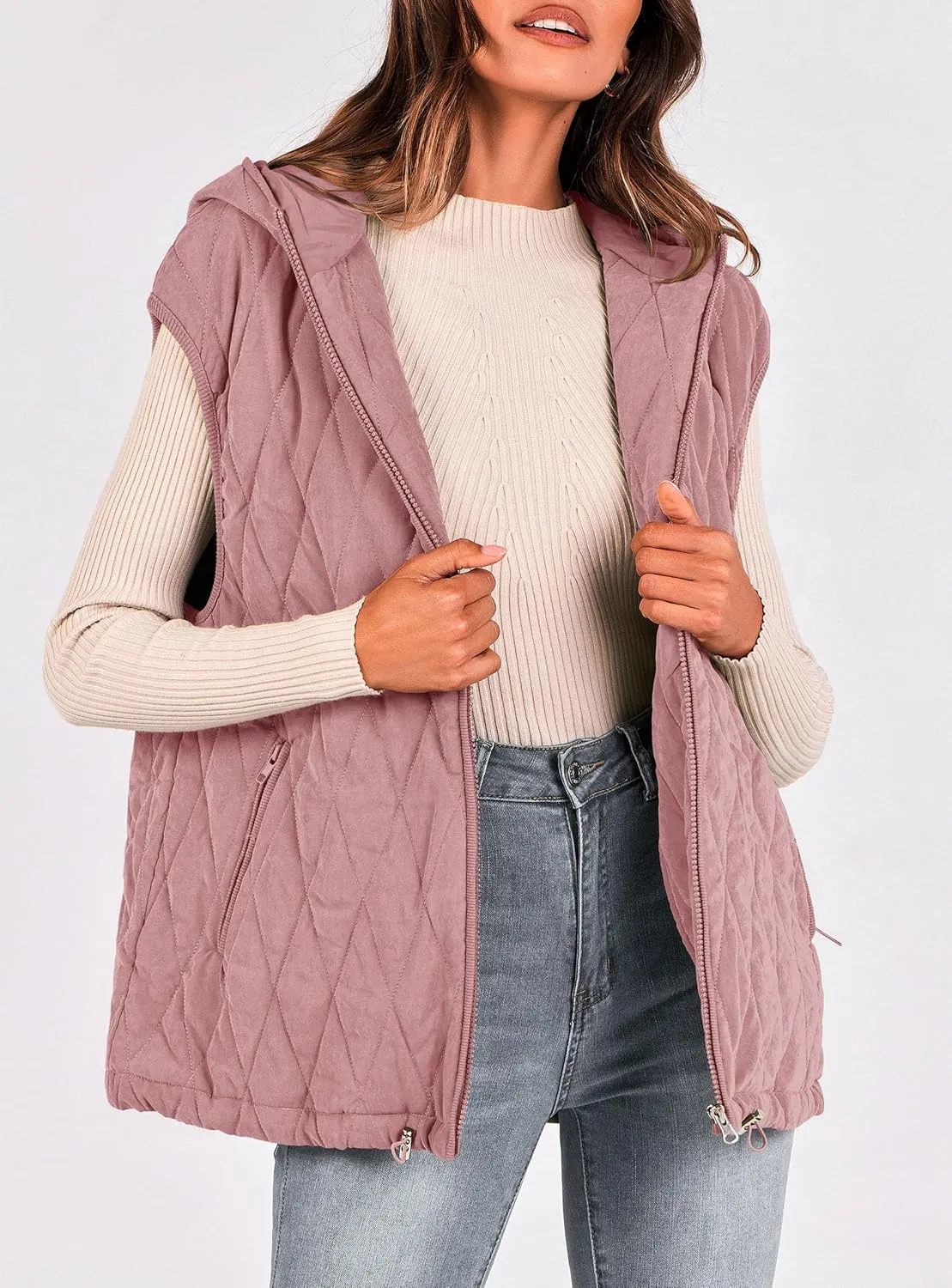 PRETTYGARDEN Women's 2025 Fall Spring Vest Casual Sleeveless Hooded Zip Up Jacket Trendy Winter Coat Outerwear