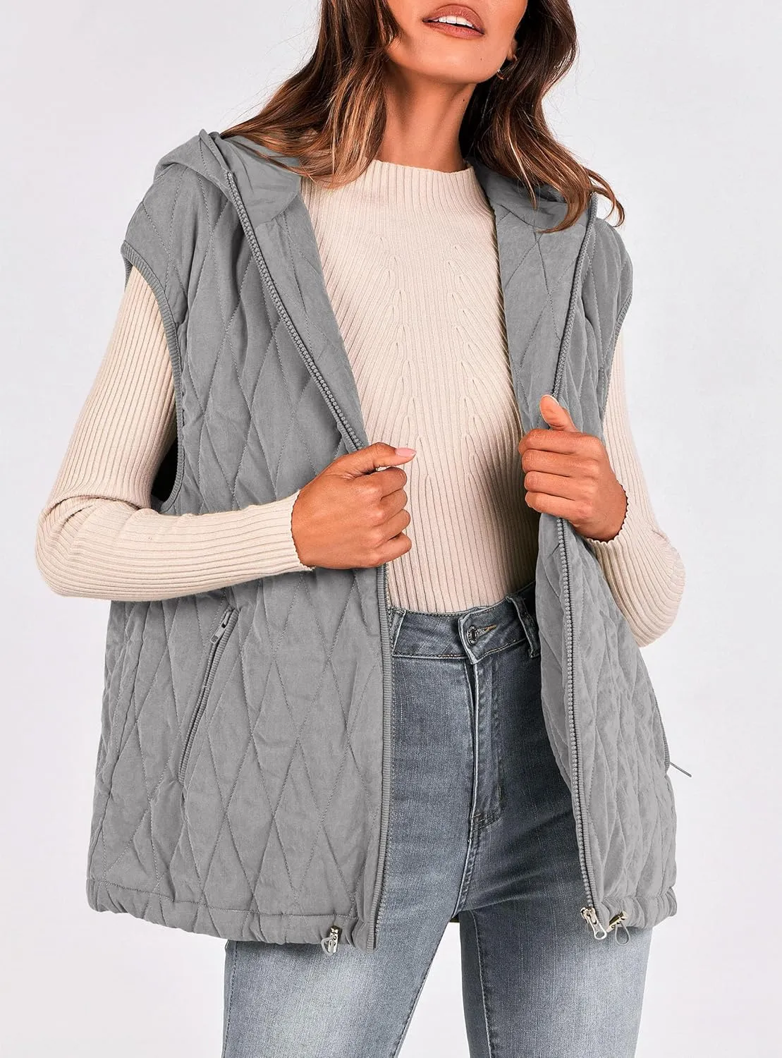 PRETTYGARDEN Women's 2025 Fall Spring Vest Casual Sleeveless Hooded Zip Up Jacket Trendy Winter Coat Outerwear