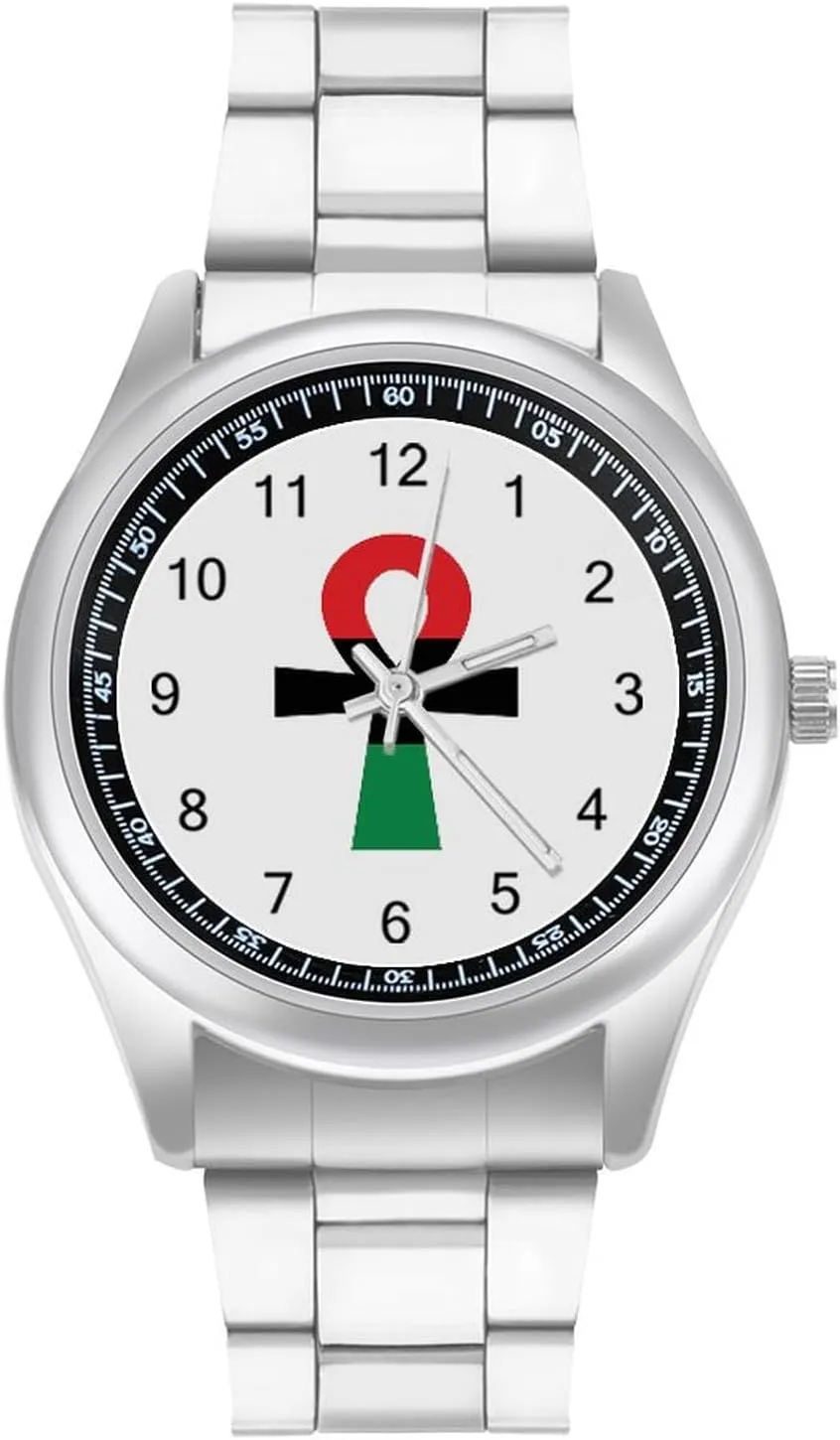 Red Black & Green Ankh Symbol Fashion Classic Wrist Watches for Men Casual Business Dress Watch Gifts, style