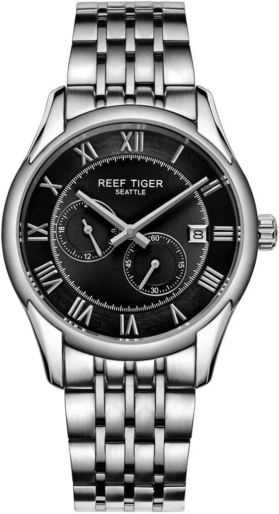 REEF TIGER Mens Business Watches for Hands Stainless Steel Automatic Analog Watches RGA165 (RGA165-YBY)