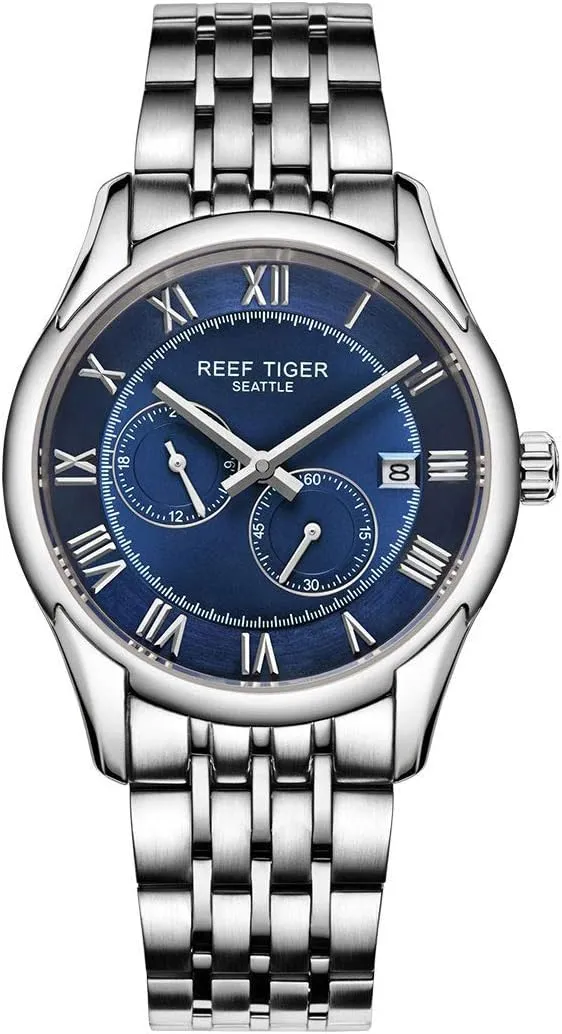 REEF TIGER Mens Business Watches for Hands Stainless Steel Automatic Analog Watches RGA165 (RGA165-YLY)