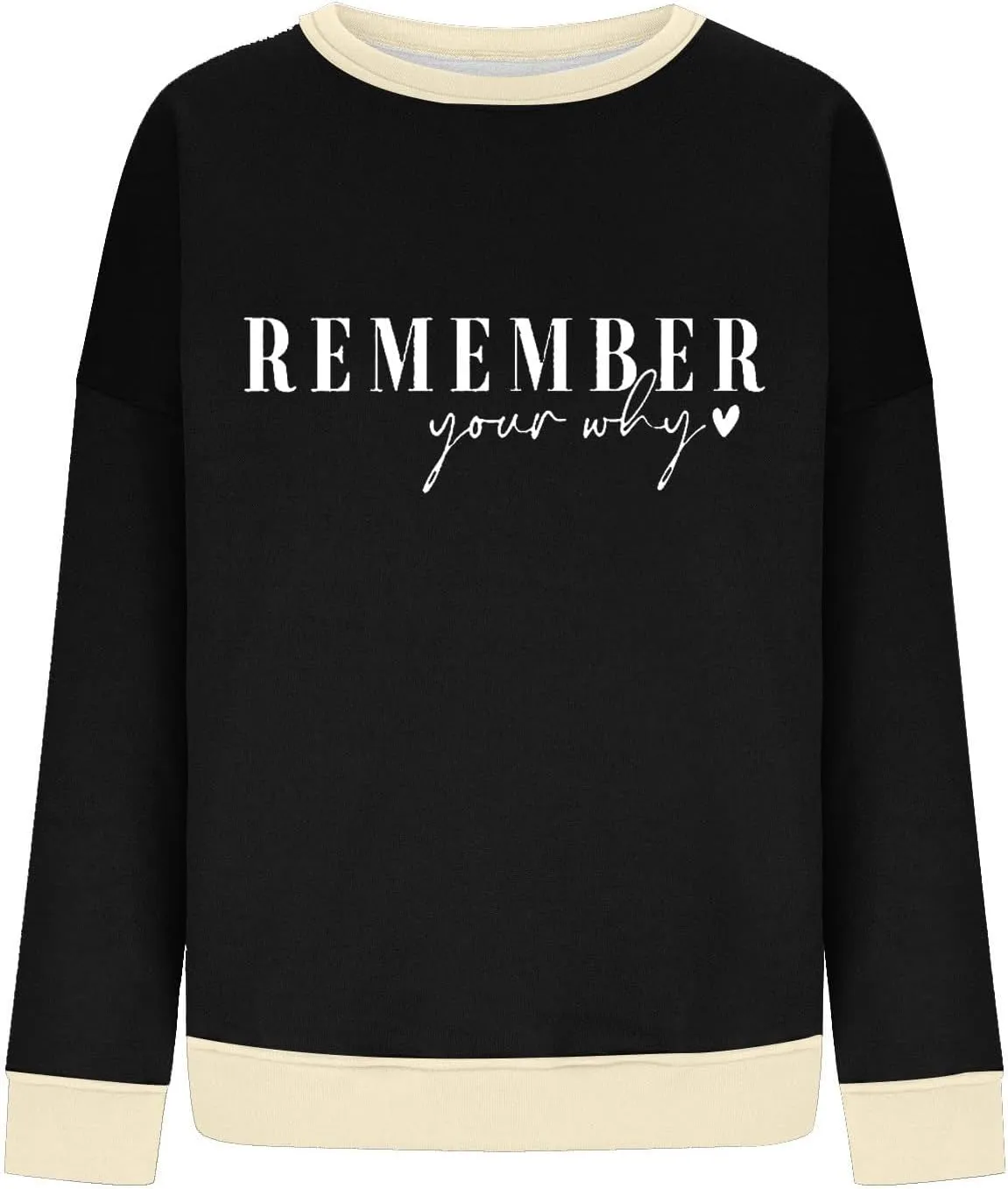 Remember Your Why Sweatshirt for Women Casual Long Sleeve Oversized Tops Trendy Crewneck Pullover Classic Solid Comfy Blouse