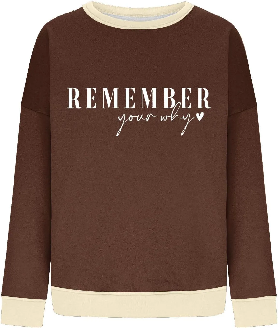 Remember Your Why Sweatshirt for Women Casual Long Sleeve Oversized Tops Trendy Crewneck Pullover Classic Solid Comfy Blouse