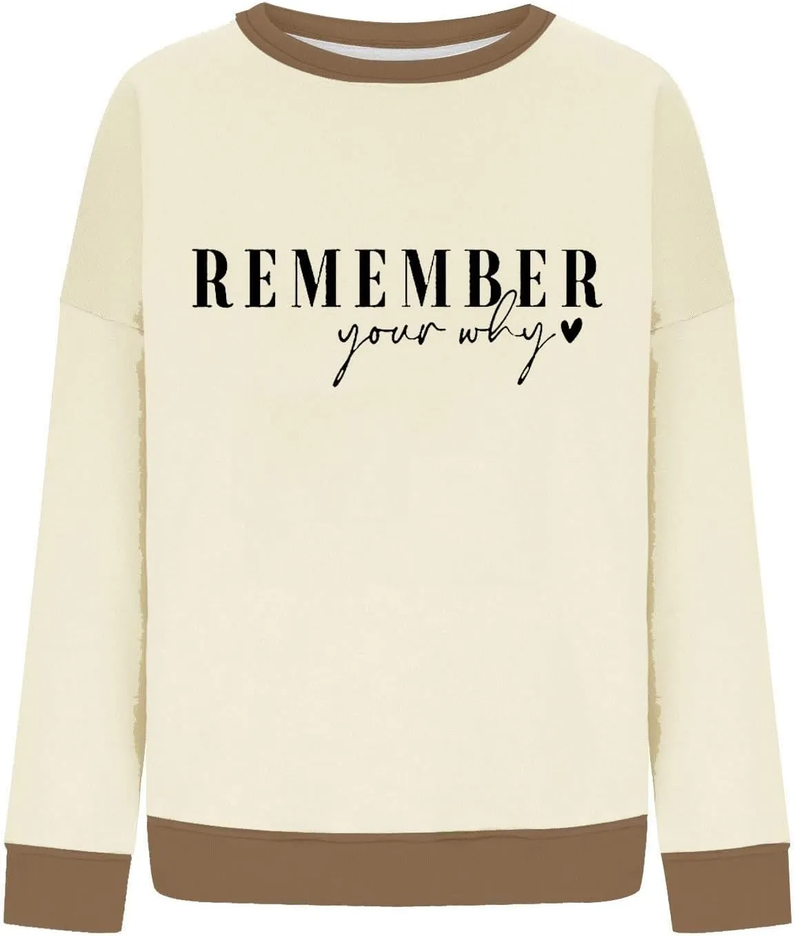 Remember Your Why Sweatshirt for Women Casual Long Sleeve Oversized Tops Trendy Crewneck Pullover Classic Solid Comfy Blouse