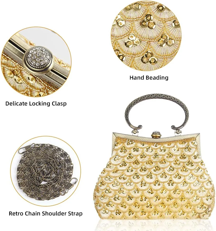 Retro Hollow Shoulder Bag for Women Evening Clutch Bag Kiss Lock Crossbody Bag Top Handle Handbag Wedding Purse