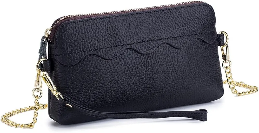 ROUROU Genuine Leather Shoulder Bag for Women Wristlet Clutch Bag Retro Crossbody Bag Fashion Satchel Wallet Phone Purse