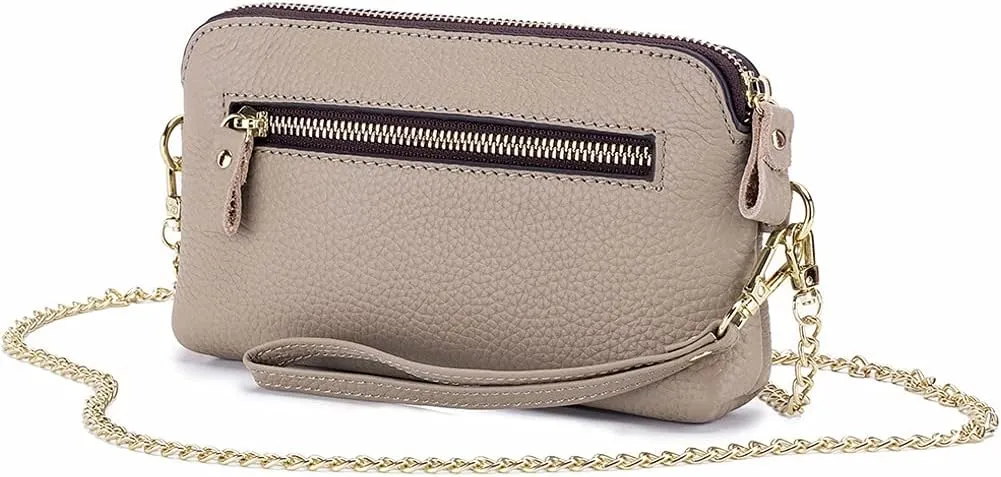 ROUROU Genuine Leather Shoulder Bag for Women Wristlet Clutch Bag Retro Crossbody Bag Fashion Satchel Wallet Phone Purse