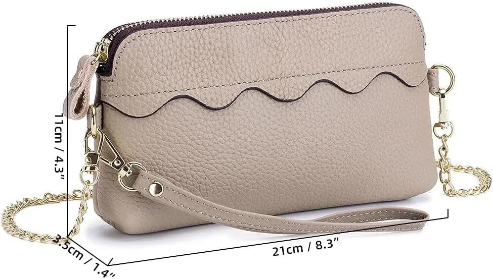 ROUROU Genuine Leather Shoulder Bag for Women Wristlet Clutch Bag Retro Crossbody Bag Fashion Satchel Wallet Phone Purse