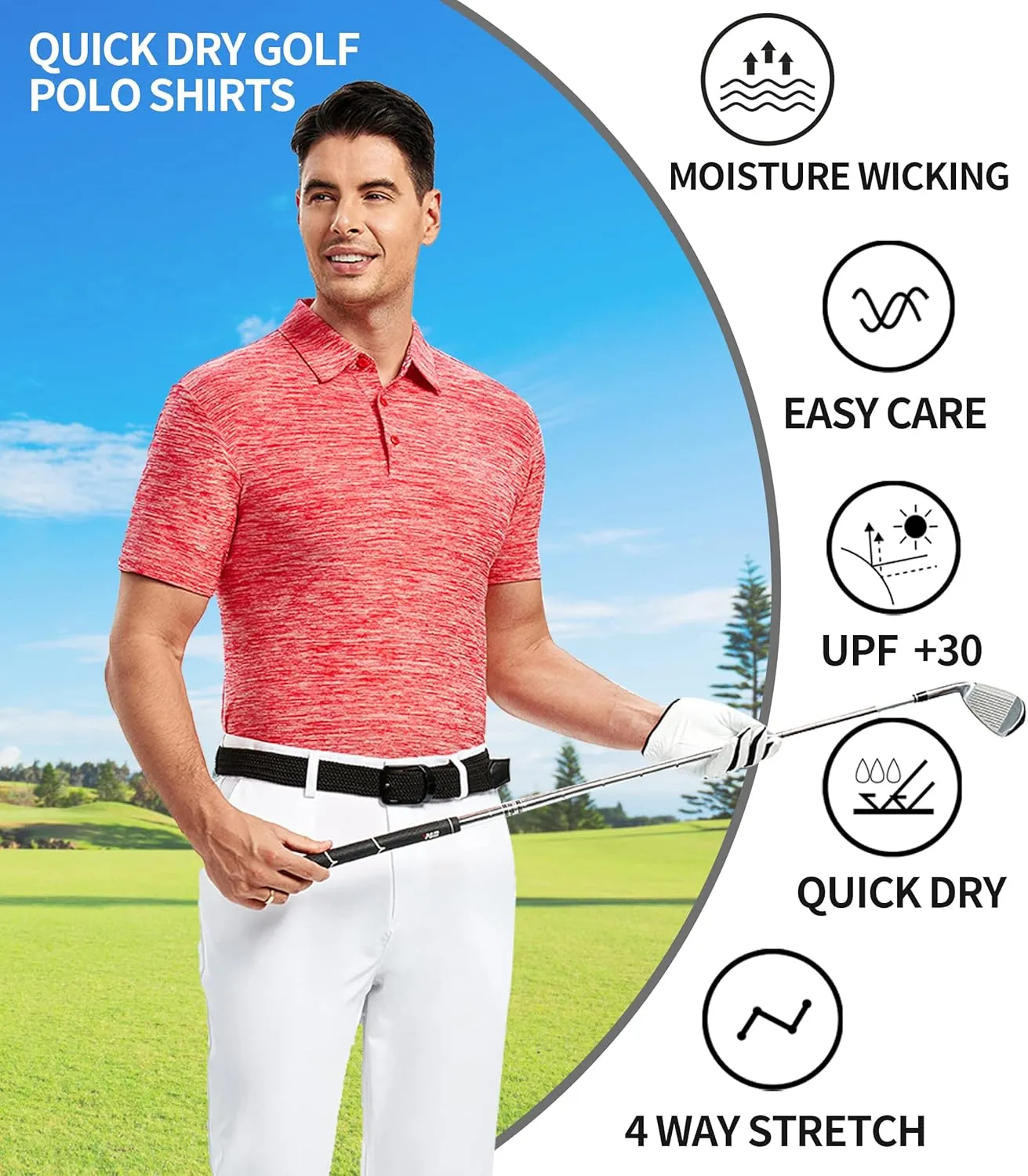 SAMERM Golf Shirts for Men Dry Fit Short Sleeve Mens Golf Shirt Performance Moisture Wicking Polo Shirts for Men