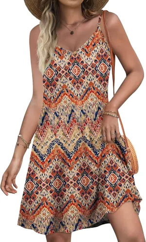SAMPEEL Summer Dresses Spaghetti Strap Flowy Cami Dresses Sundresses Cover Ups