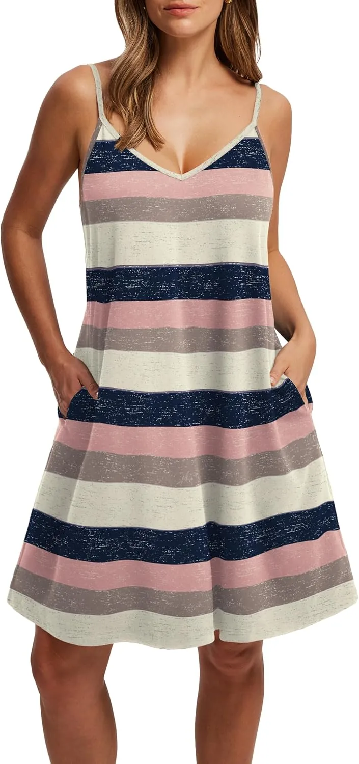 SAMPEEL Summer Dresses Spaghetti Strap Flowy Cami Dresses Sundresses Cover Ups