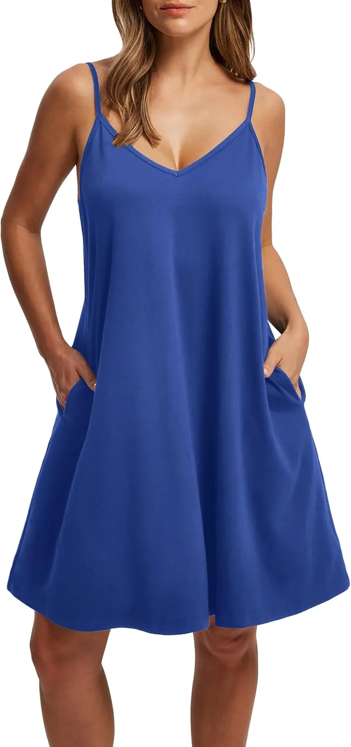 SAMPEEL Summer Dresses Spaghetti Strap Flowy Cami Dresses Sundresses Cover Ups