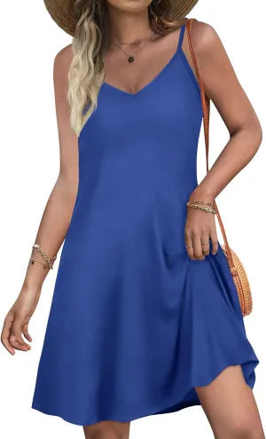 SAMPEEL Summer Dresses Spaghetti Strap Flowy Cami Dresses Sundresses Cover Ups