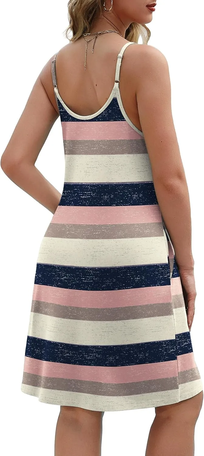 SAMPEEL Summer Dresses Spaghetti Strap Flowy Cami Dresses Sundresses Cover Ups