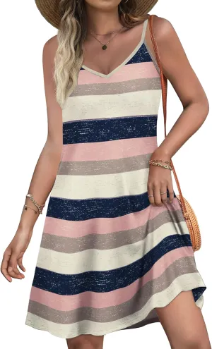 SAMPEEL Summer Dresses Spaghetti Strap Flowy Cami Dresses Sundresses Cover Ups