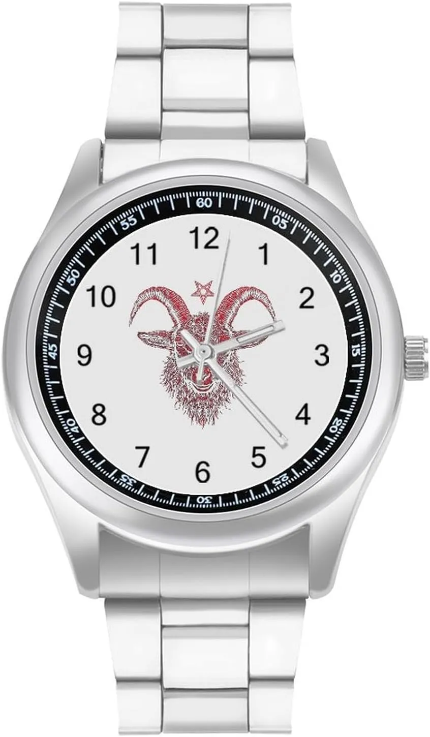 Satanic Goat with Pentagram Fashion Classic Wrist Watches for Men Casual Business Dress Watch Unisex