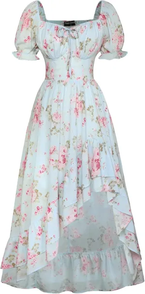 Scarlet Darkness Cottagecore Corset Dress Flowy Chiffon Floral Dresses for Women
