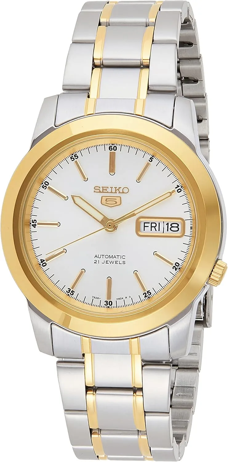Seiko Men's SNKE54 5 Automatic White Dial Two-Tone Stainless Steel Watch