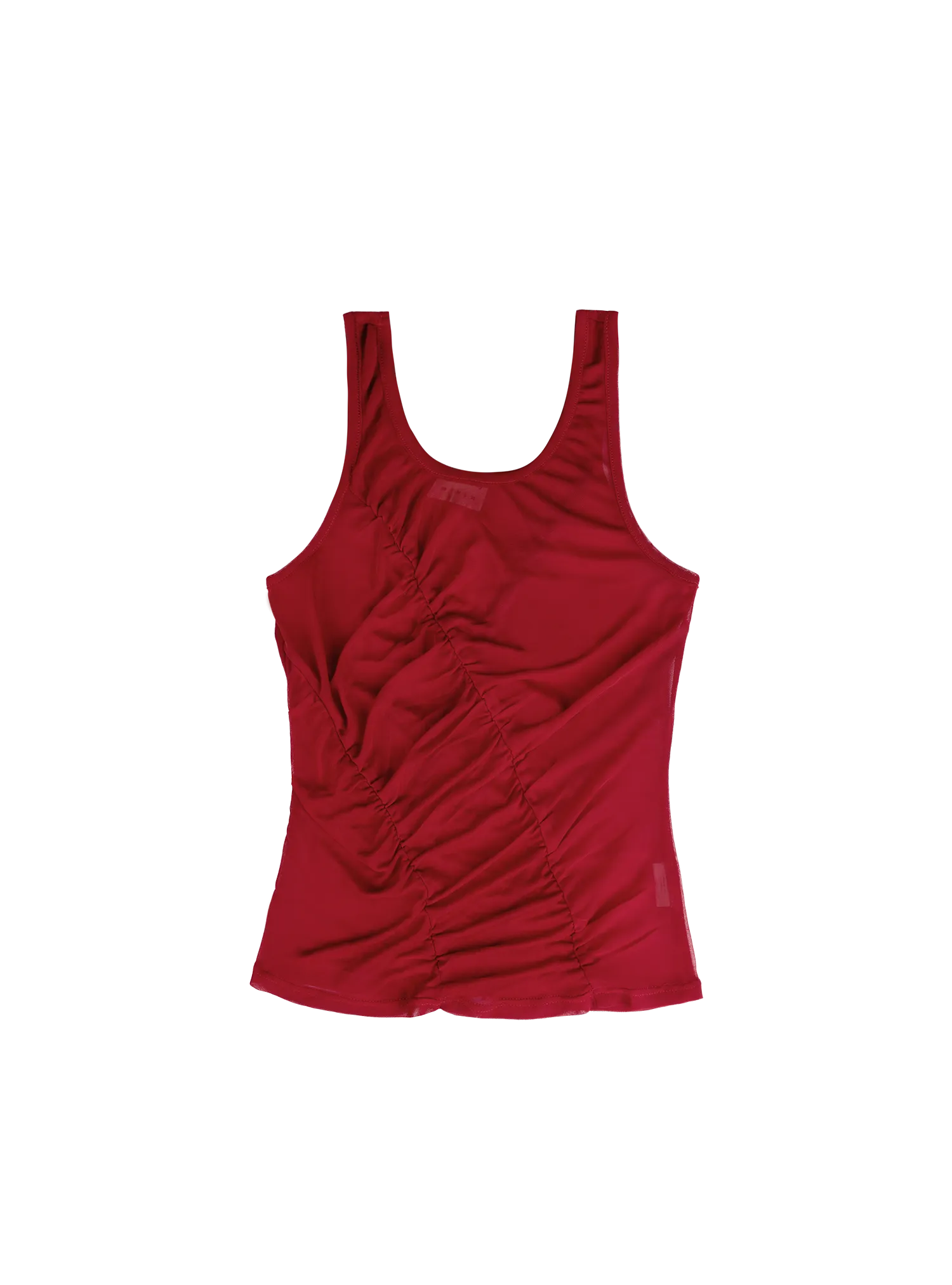 Sheer Ruched Tank (Ruby)