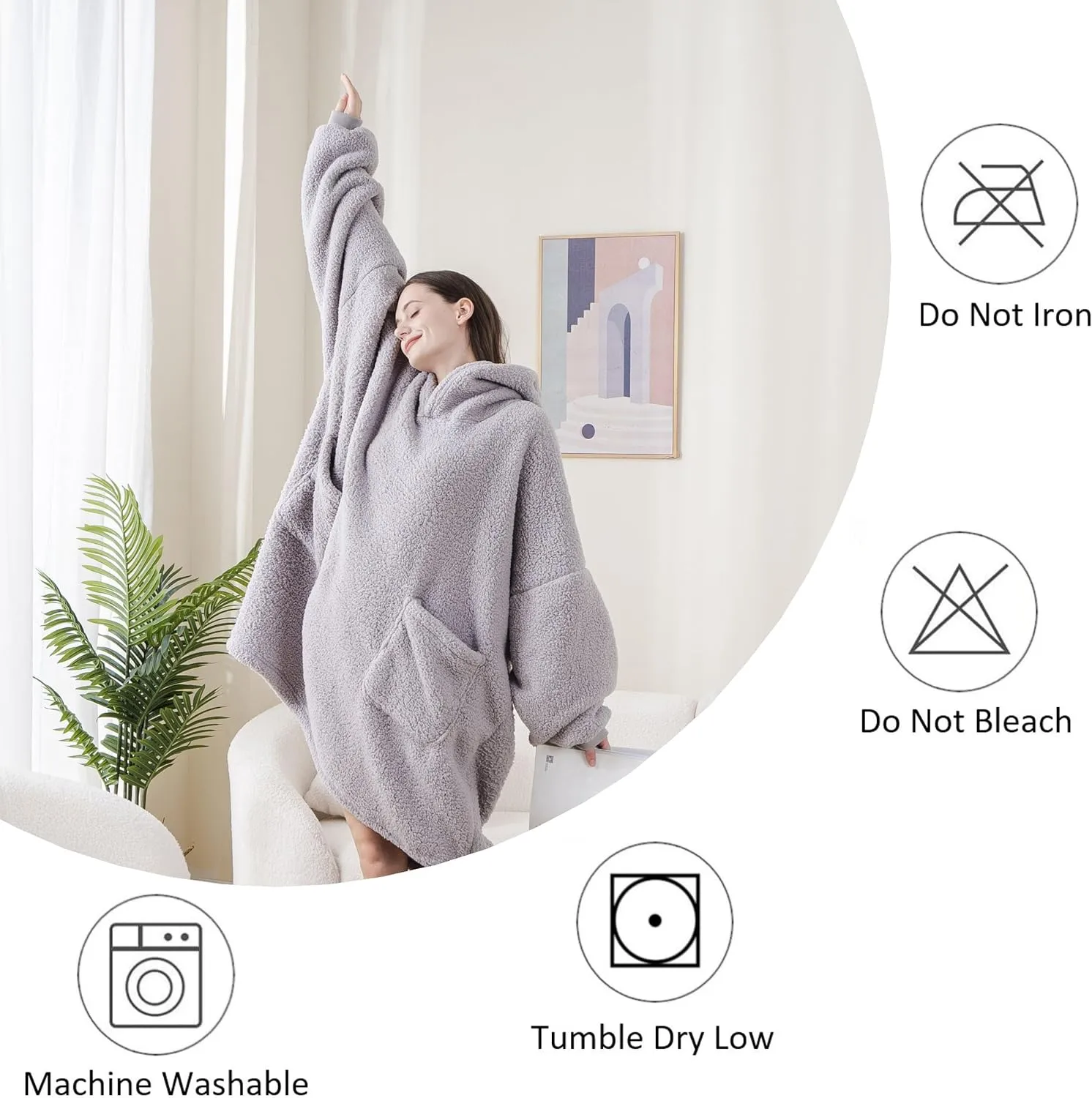 Sherpa Wearable Blanket Hoodie Gifts for Women, Cozy Warm Oversized Hoodie Blanket Sweater with Pockets for Adults