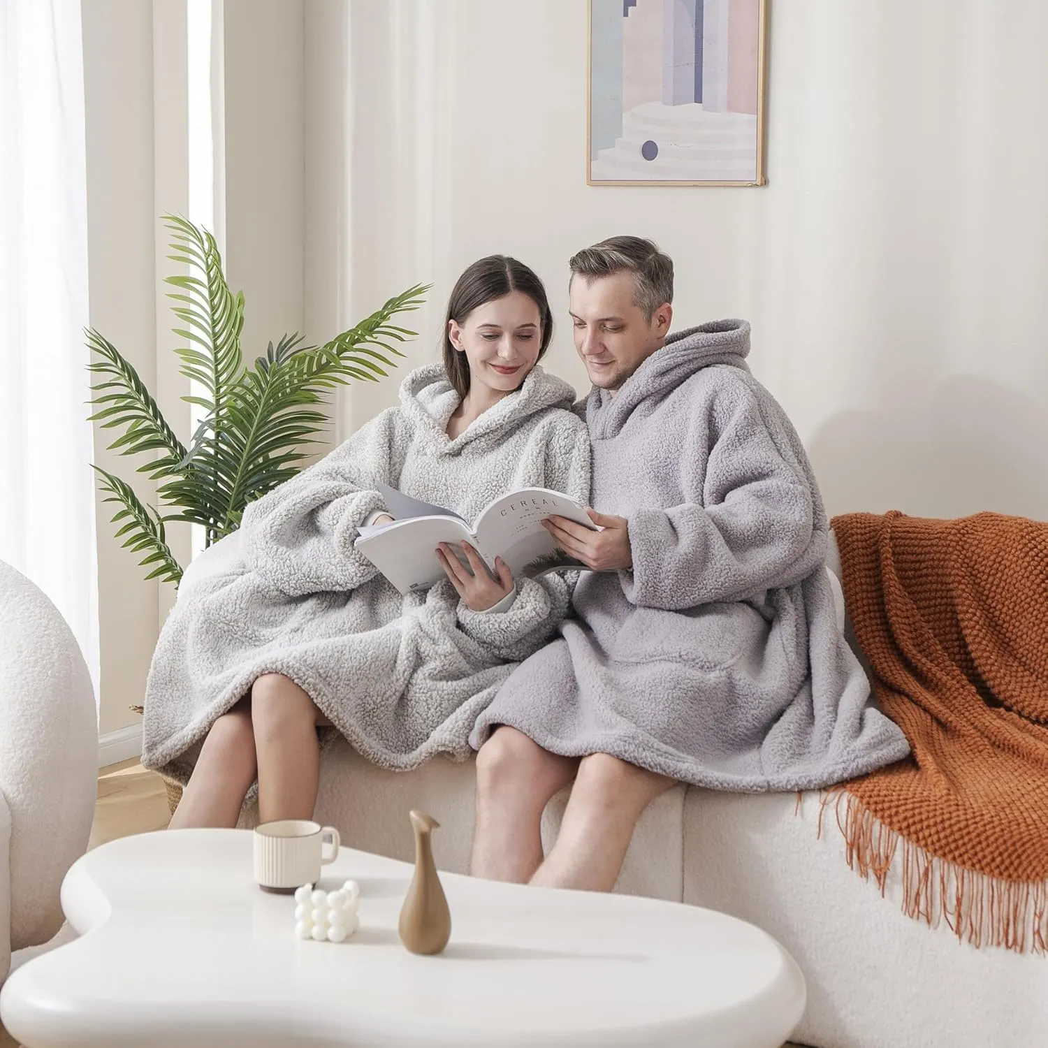 Sherpa Wearable Blanket Hoodie Gifts for Women, Cozy Warm Oversized Hoodie Blanket Sweater with Pockets for Adults