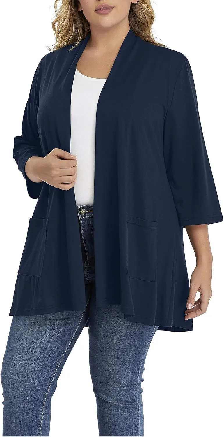 Shiaili Long Plus Size Cardigans for Women Easy to Wear Open Front Clothing